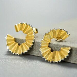 Artisan Handmade 925 Silver and Gold - The Shimmering Circlet Stud Earrings